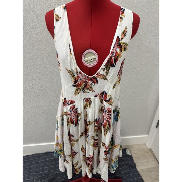 Free People Floral Print Mini Dress Sleeveless Open Back Casual Party - Picture 3 of 9
